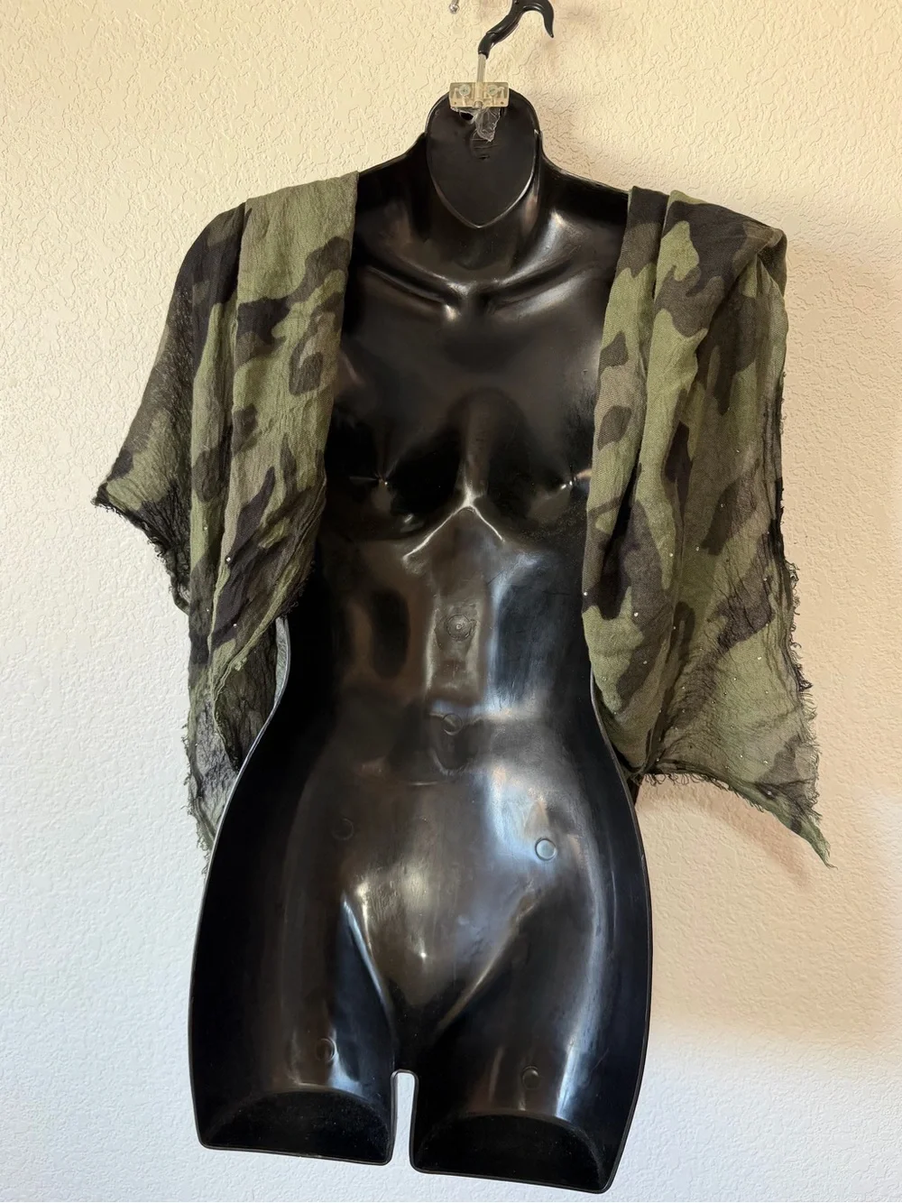 Camouflage Studded Green Black Lightweight Cowl Neck Shawl Scarf